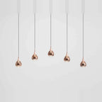 Mirrored Teardrop Five-Light Linear Pendant, in copper