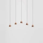 Mirrored Teardrop Five-Light Linear Pendant, in copper