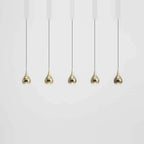Mirrored Teardrop Five-Light Linear Pendant, in champagne gold