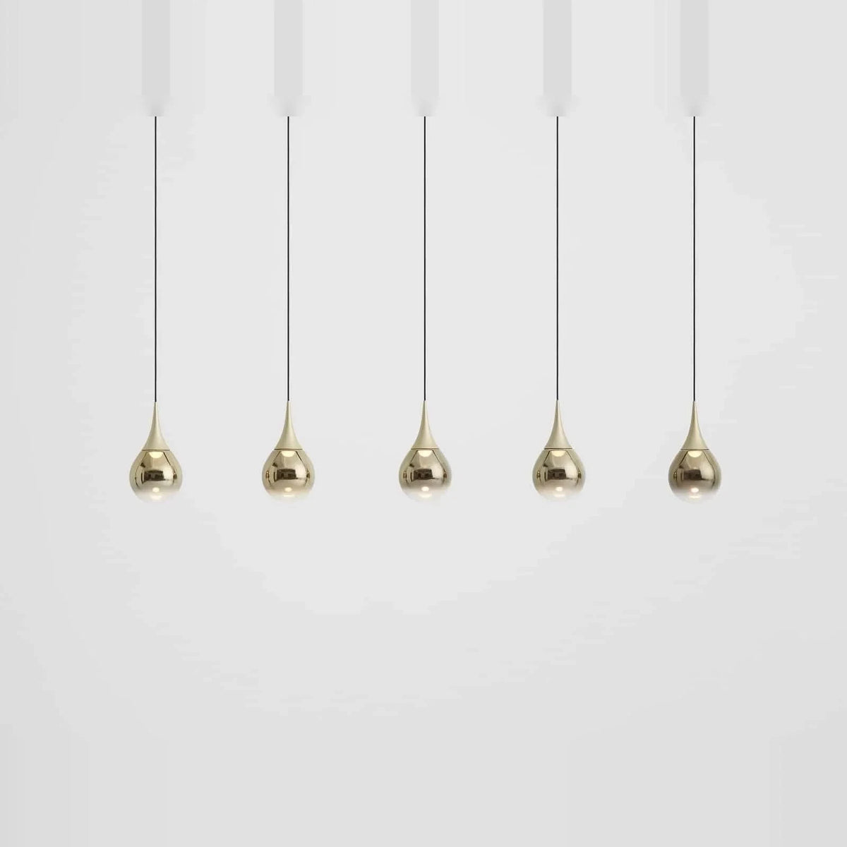 Mirrored Teardrop Five-Light Linear Pendant, in champagne gold