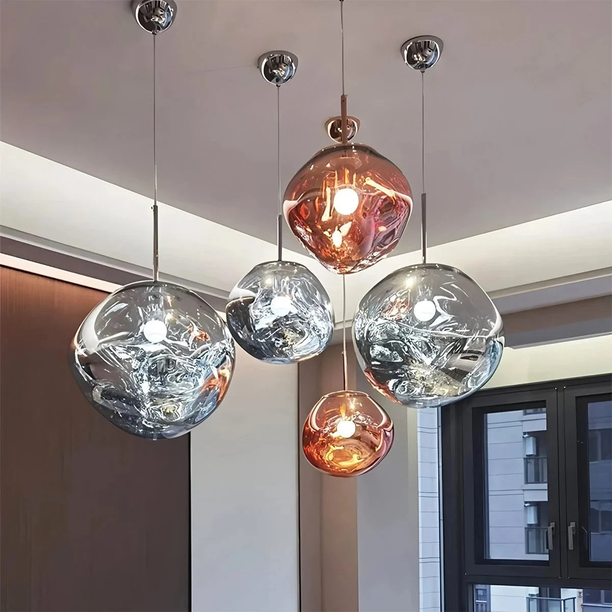 Molten glass pendant light