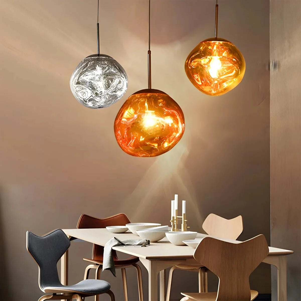 Molten glass pendant light
