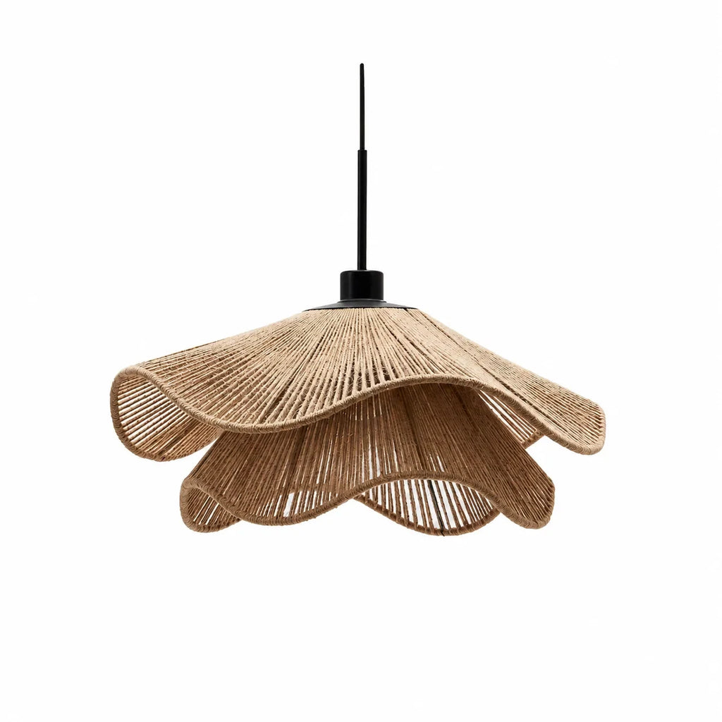Wavy natural fibre pendant light, Double layer, 40cm