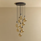 Nine-Drop Cluster Pendant, tinted sculptural bulbs, graphite, unlit