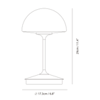 Opal glass dome table lamp with dimmer, dimension drawing
