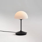 Opal glass dome table lamp with dimmer, in Black