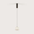 Opal glass flower pendant, with matte black canopy
