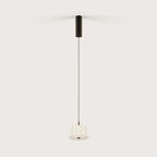 Opal glass flower pendant, with matte black canopy
