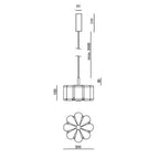 Opal glass flower pendant, dimension drawing