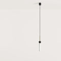 Opal glass tube pendant with marble ball, in aged gold with black marble