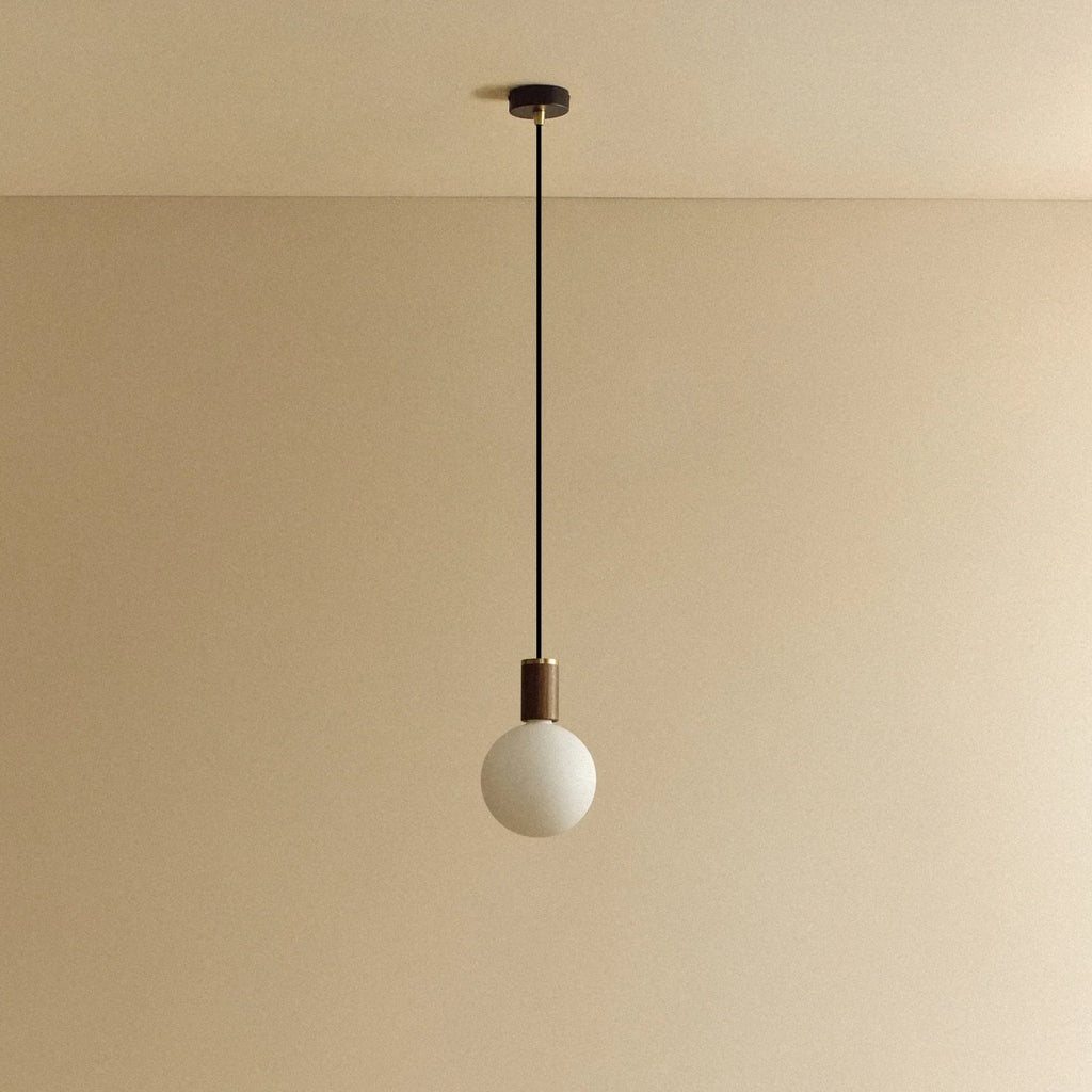 Opal globe pendant, dim-to-warm, walnut, unlit