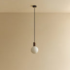 Opal globe pendant, dim-to-warm, walnut, unlit