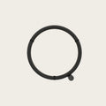 Circular opal ring floor lamp, matte black, ring and small foot, seen from the front