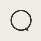 Circular opal ring floor lamp, matte black, ring and small foot, seen from the front