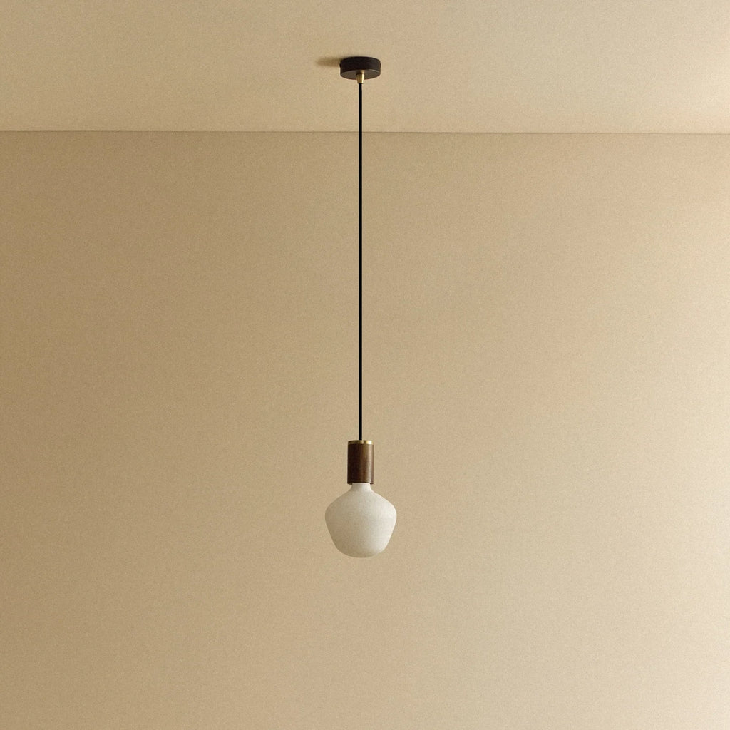 Opal Trapezoid Bulb Pendant, in walnut, unlit