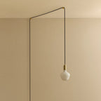 Opal trapezoid bulb plug-in pendant, in brass, unlit