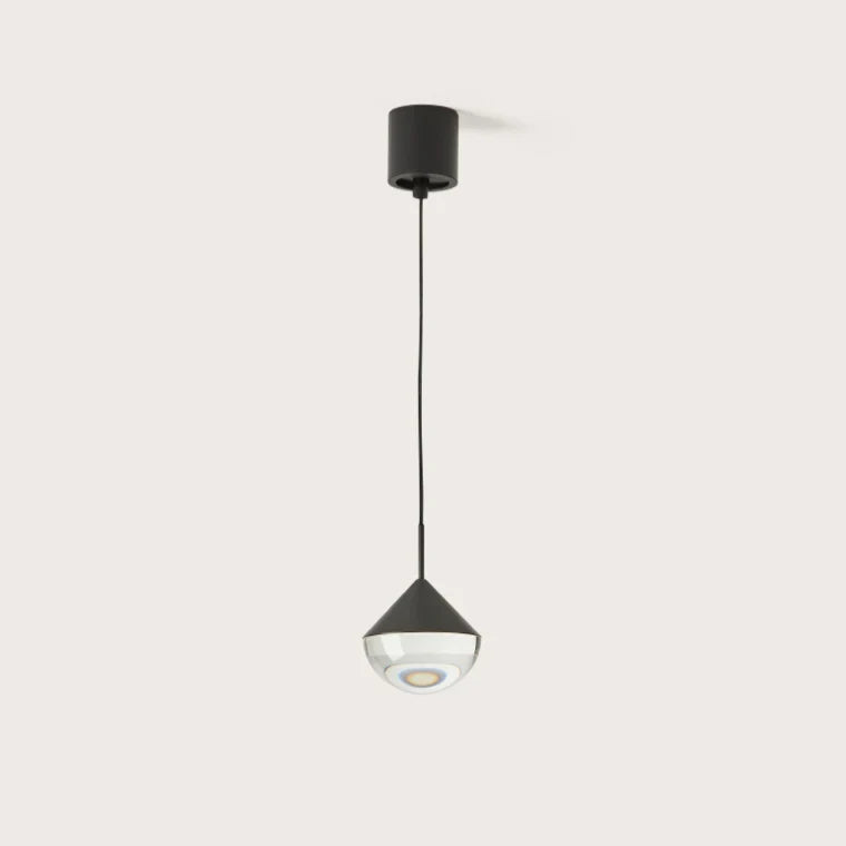 Optical glass mini LED pendant, in matte black