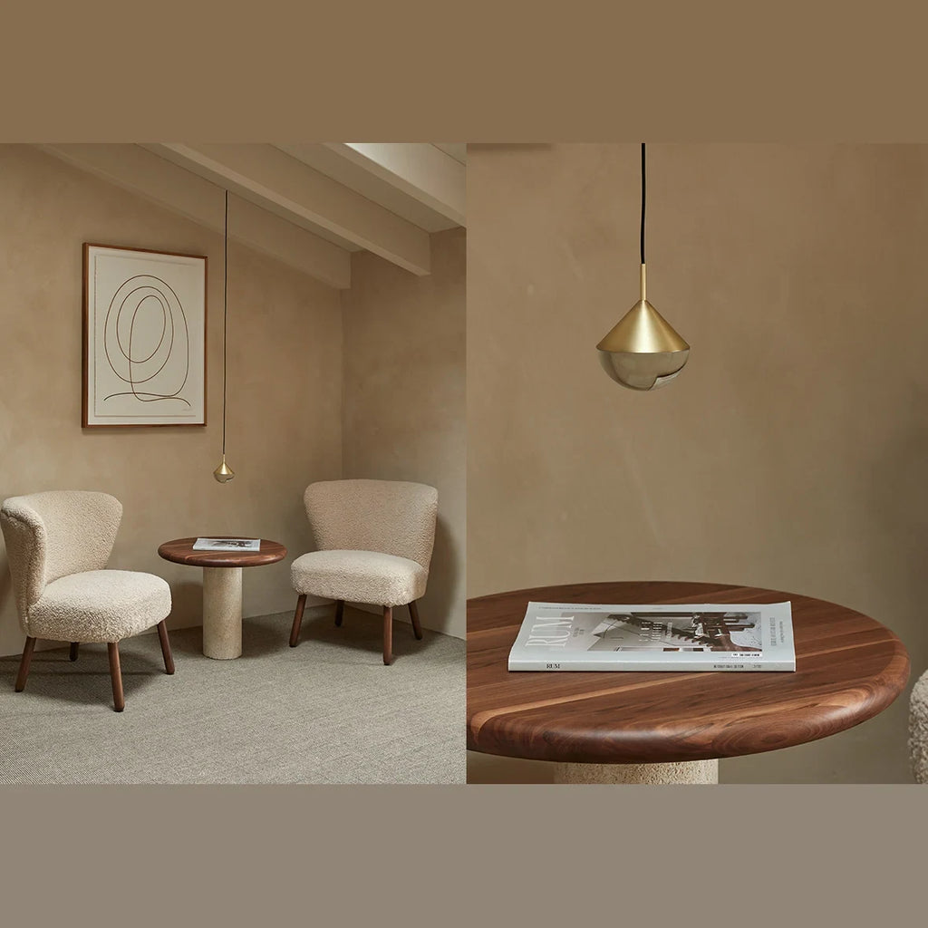 Optical glass mini LED pendant, in a lounge corner