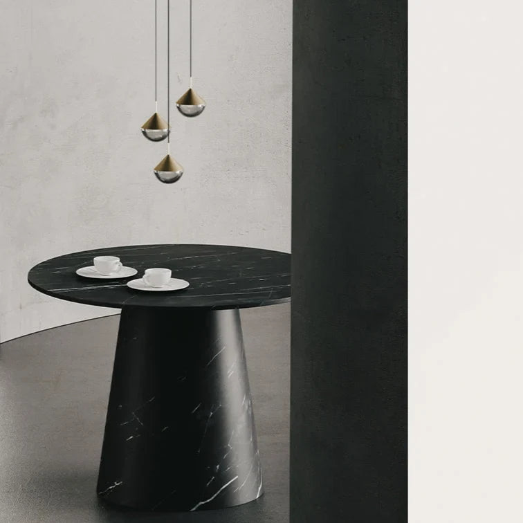 Optical glass mini LED pendant, three above a marble table