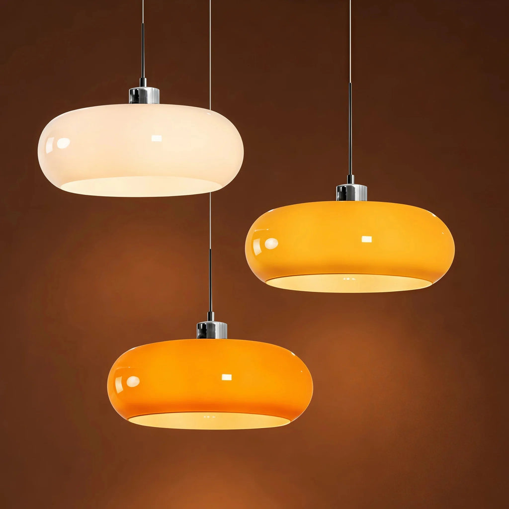 Oval blown glass pendant light