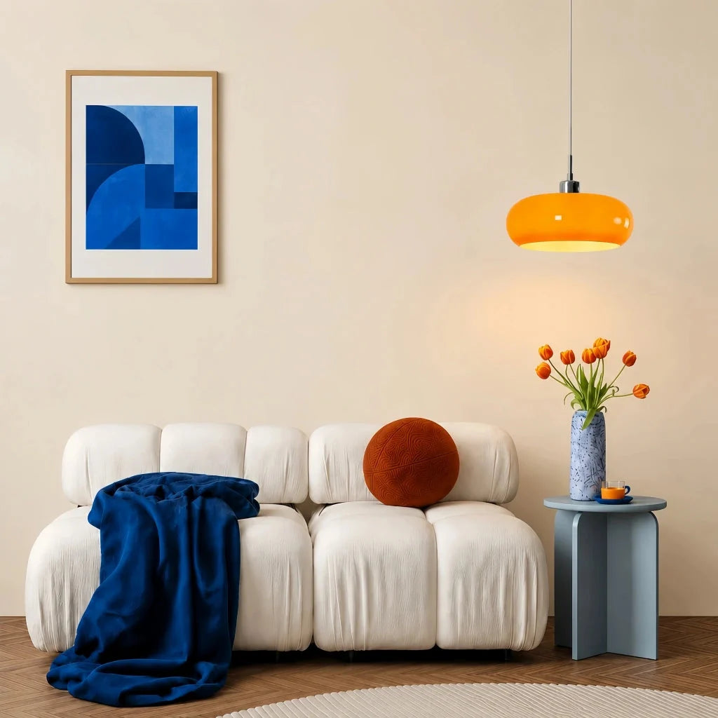 Oval blown glass pendant light
