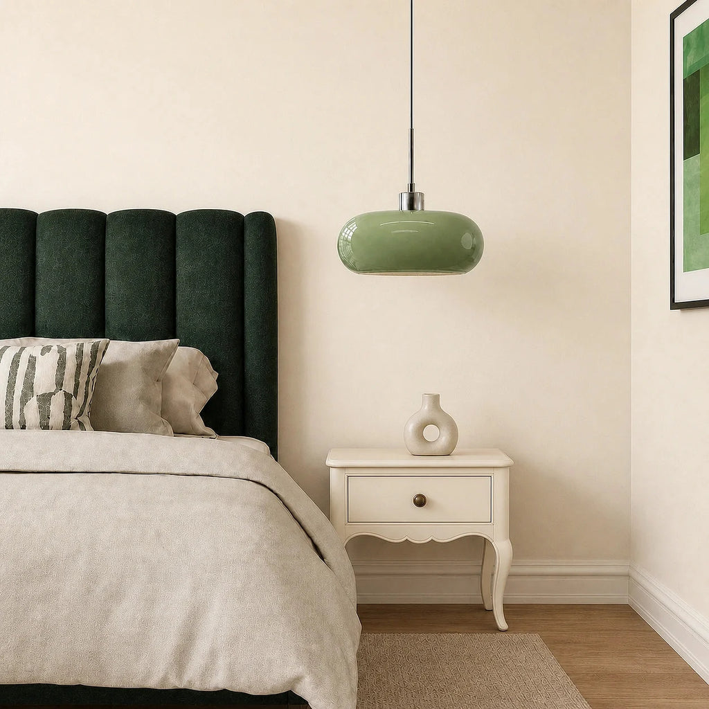 Oval blown glass pendant light