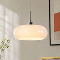 Oval blown glass pendant light, White