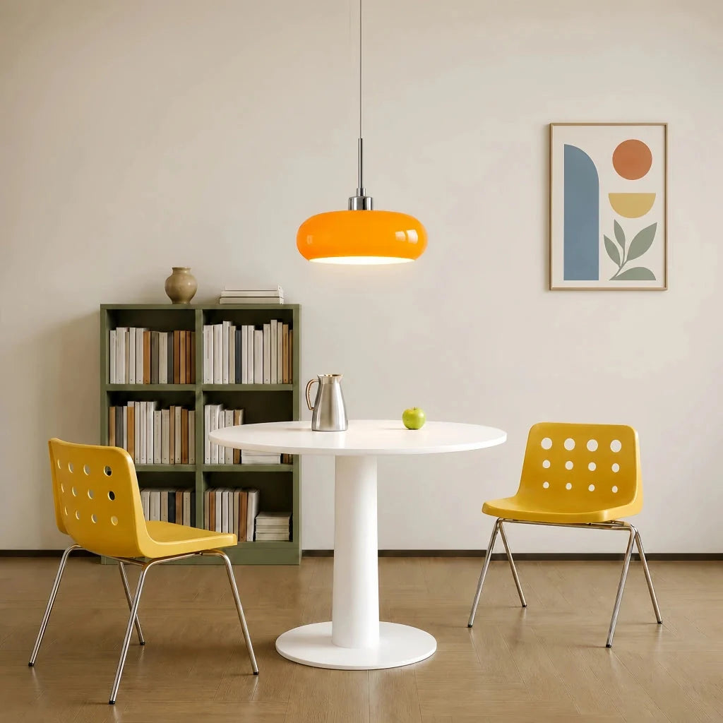 Oval blown glass pendant light