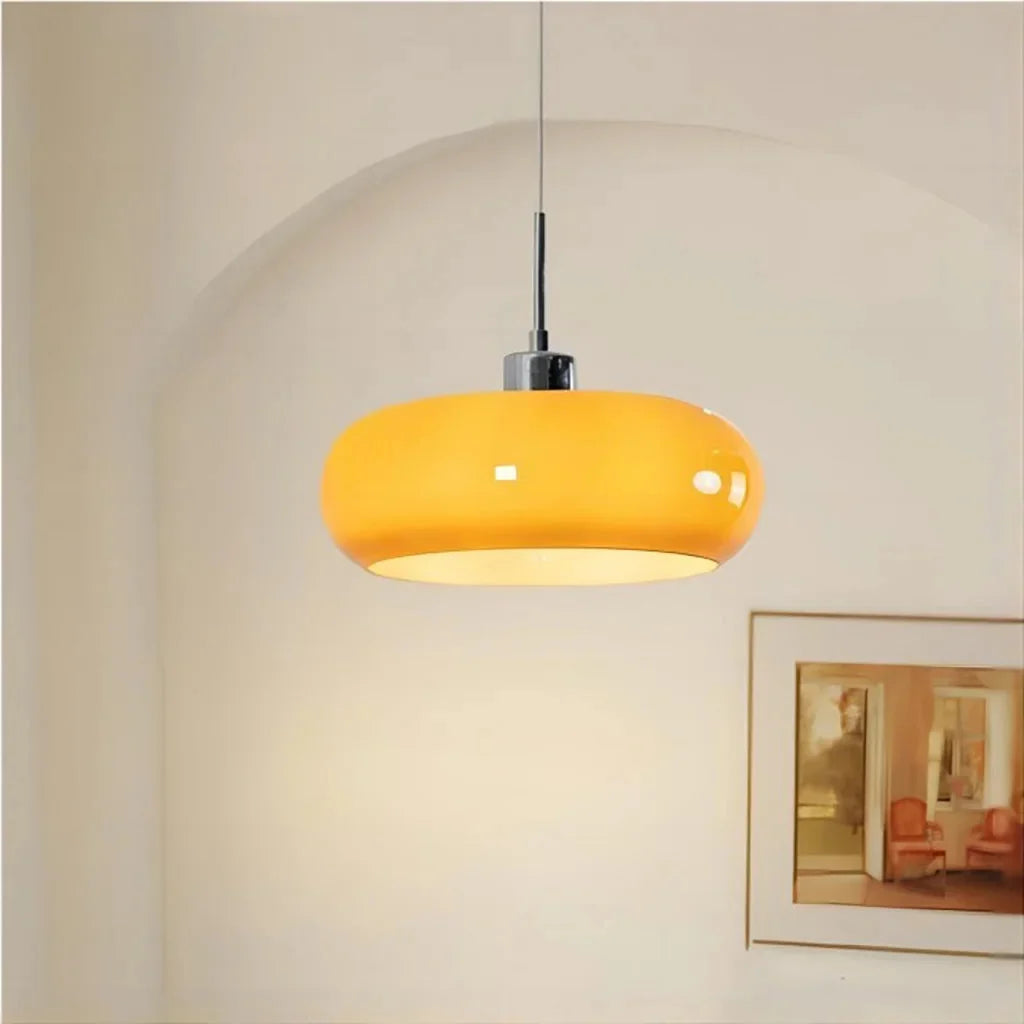 Oval blown glass pendant light