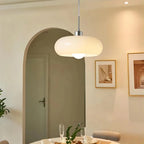 Oval blown glass pendant light