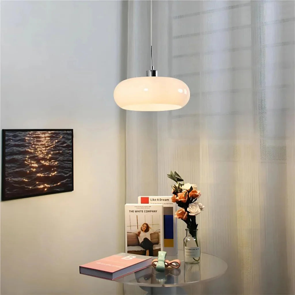 Oval blown glass pendant light