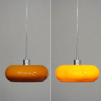 Oval blown glass pendant light