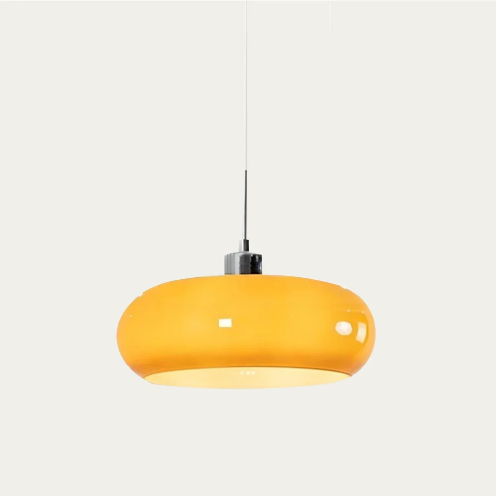 Oval blown glass pendant light