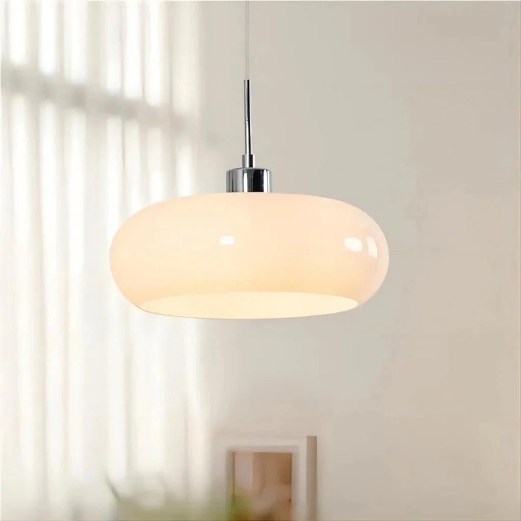 Oval blown glass pendant light