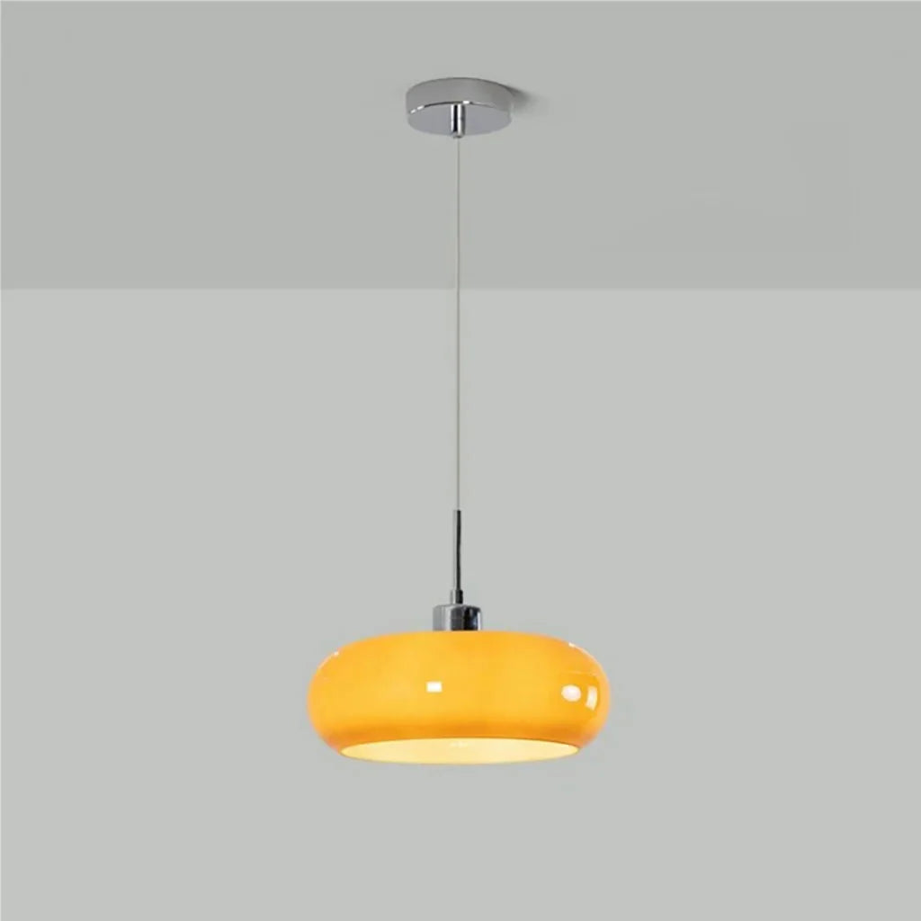 Oval blown glass pendant light