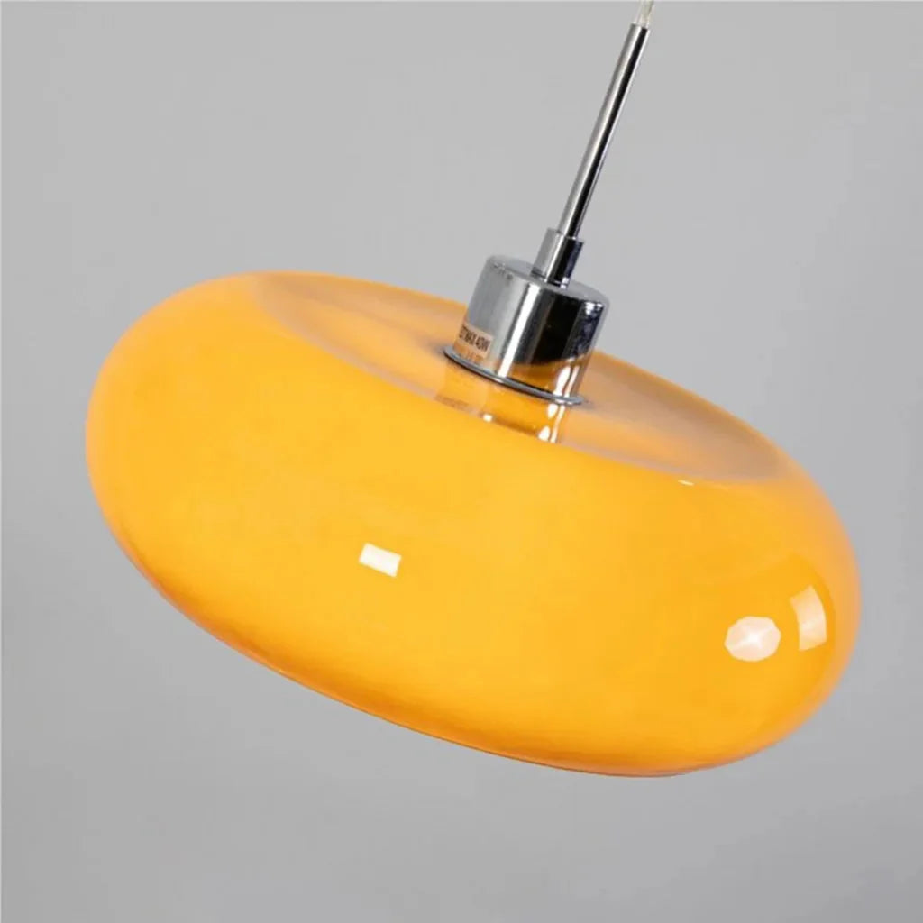 Oval blown glass pendant light