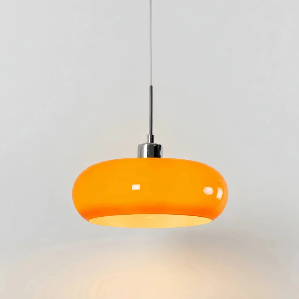 Oval blown glass pendant light