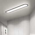Slim oval LED ceiling light, 40cm, Black, White Light