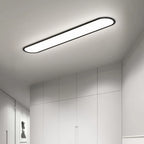 Slim oval LED ceiling light, 40cm, Black, White Light