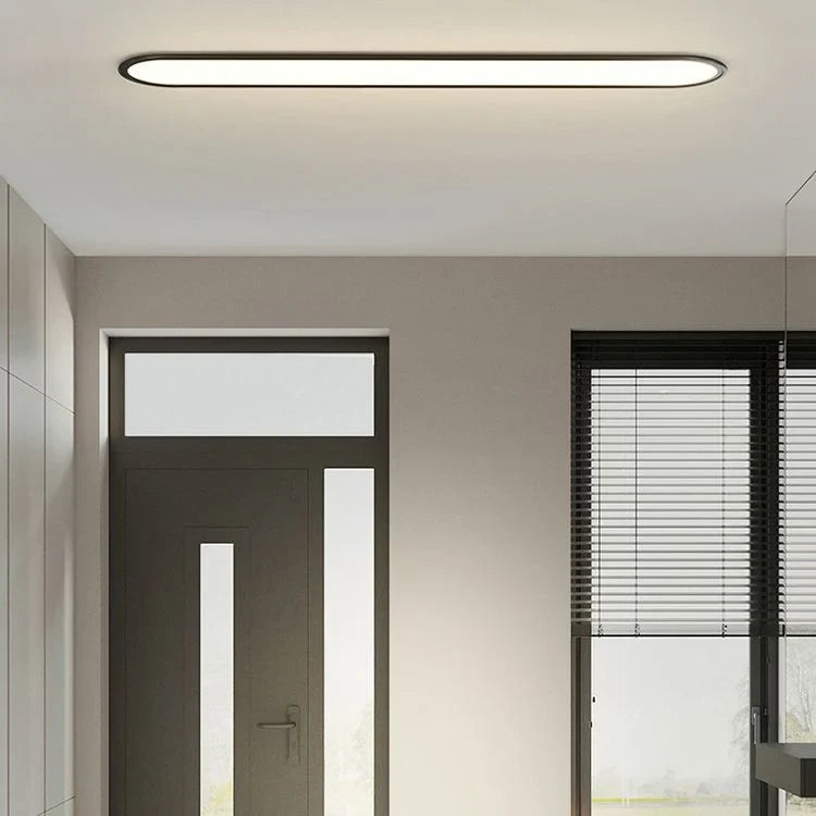 Slim oval LED ceiling light, 60cm, Black, White Light