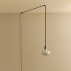 Plug-in pendant with oval matte white bulb, graphite, unlit