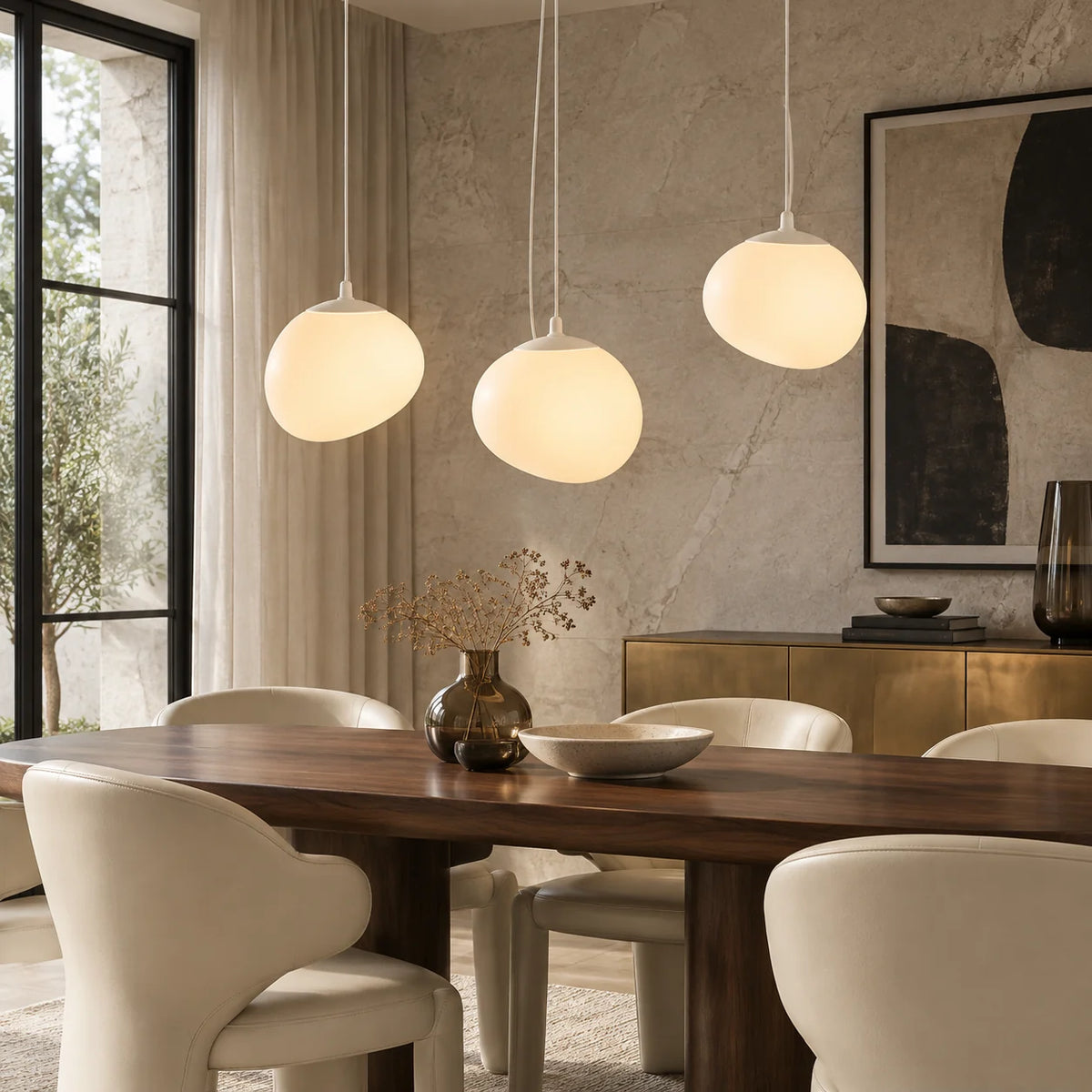 Pebble glass pendant light