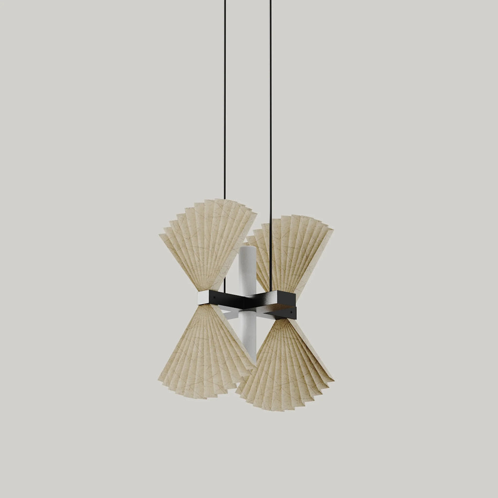 Pleated parchment bow pendant, close-up of the pleated cones