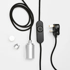 Plug-in bulb holder pendant, parts: holder, cable, dimmer and nodes