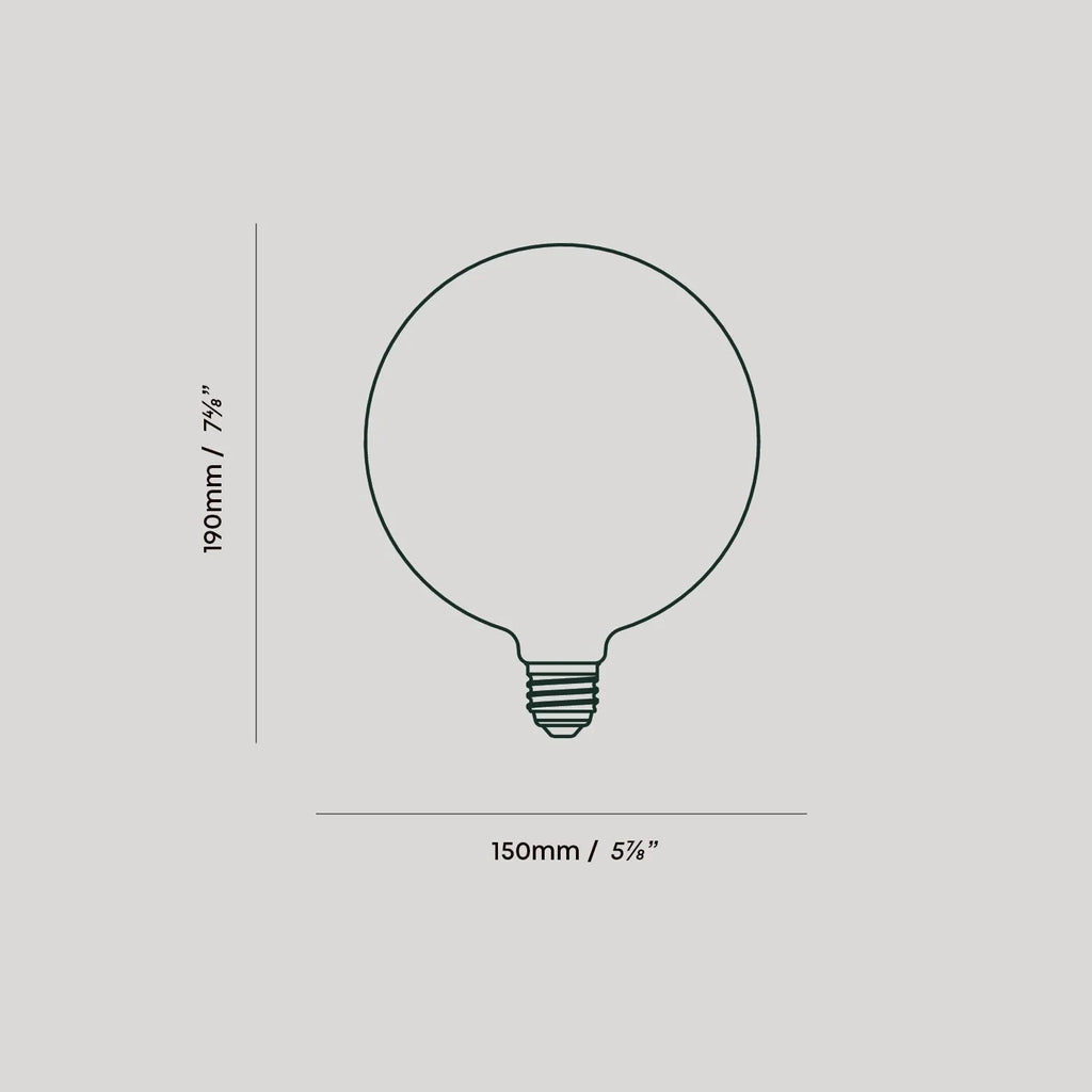 Plug-in pendant with opal globe bulb, graphite, bulb dimension drawing