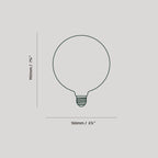 Plug-in pendant with opal globe bulb, graphite, bulb dimension drawing