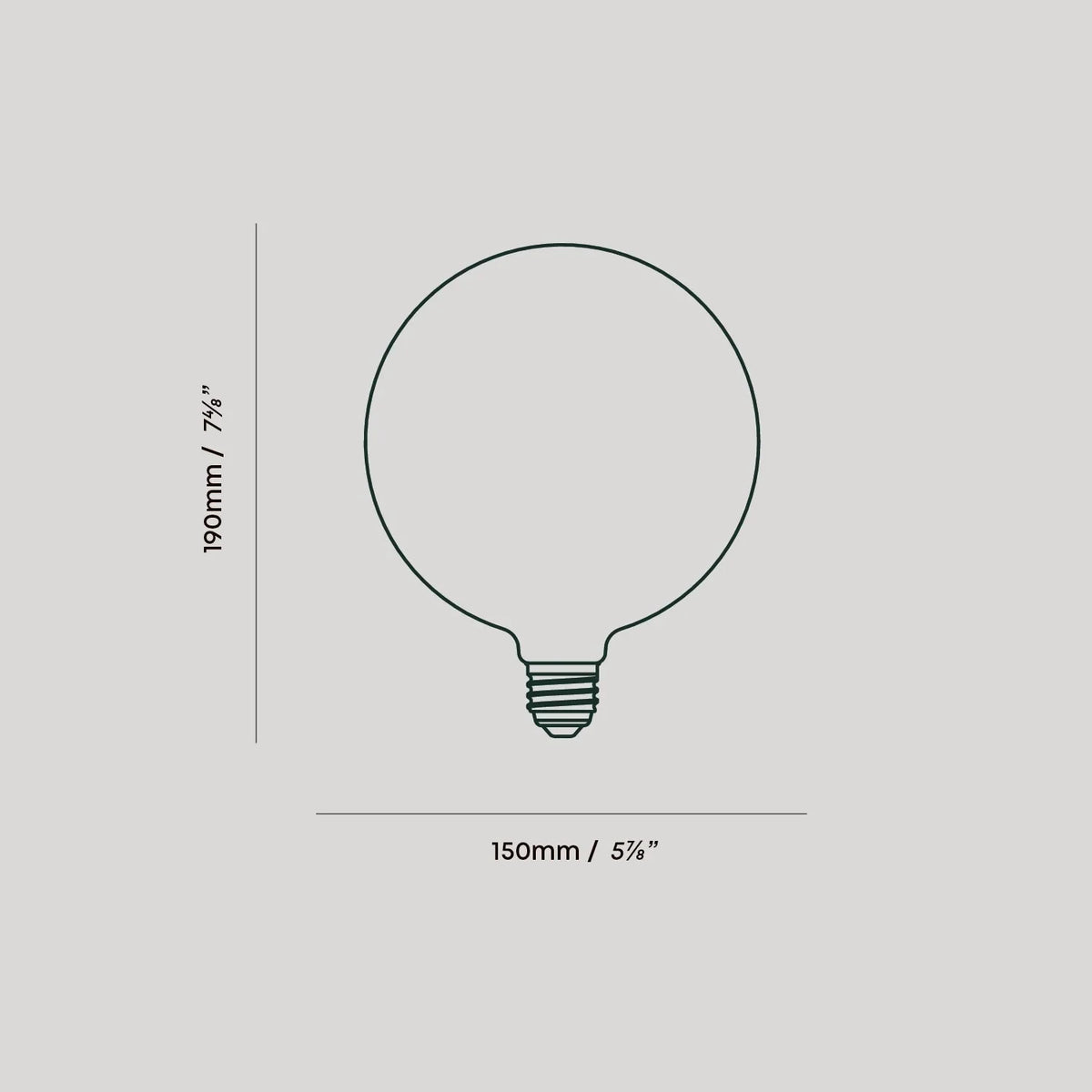 Plug-in pendant with opal globe bulb, graphite, bulb dimension drawing