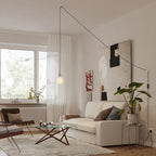 Plug-in brass pendant, in a living room