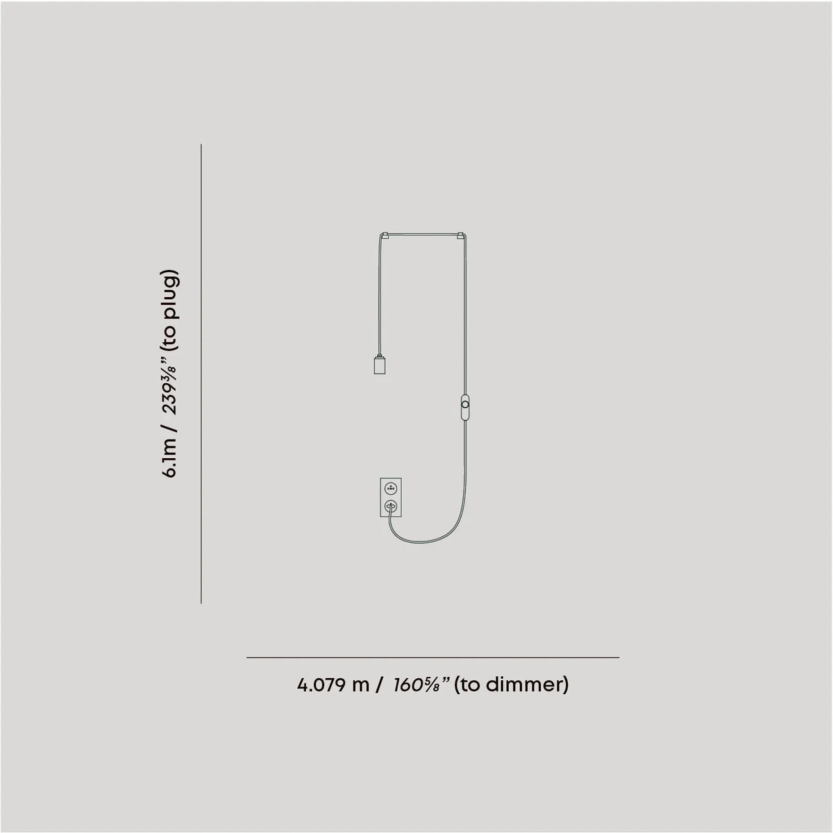 Plug-in brass pendant, cable length drawing
