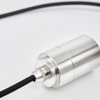Plug-in pendant with large opal oval bulb, stainless steel, close-up of the holder